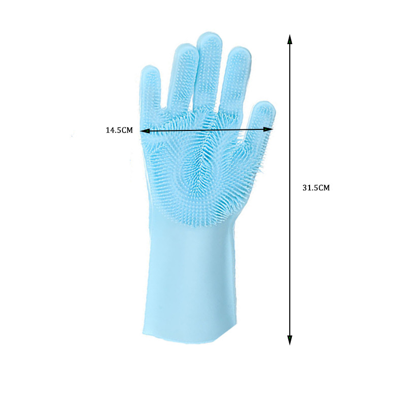 1 Ζεύγος Γάντια Καθαρισμού Πιάτων Γάντια Πιάτων από Καουτσούκ σιλικόνης για Οικιακό Scrubber Καθαρισμός Εργαλείων Κουζίνας