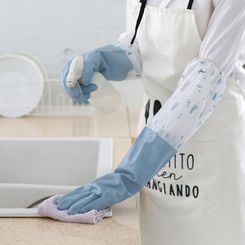 Αδιάβροχο βαμβακερό βελούδο Γάντια Καθαρισμού Μαγικά Γάντια Πλύσιμου Πιάτων για Κουζίνα Οικιακή Βελούδινη Επένδυση Μακρυμάνικα Γάντια Μ