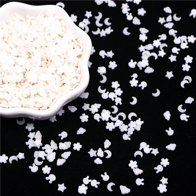 Gaismas Sakura Star Moon polimēru māla šķēle mirdz tumsā, karsti māla smidzinājumi, DIY Nailart Dekorācijas gļotu pildvielas piederumi