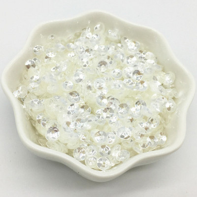 Sequin Cup Crystal Caurspīdīgs 3mm 4mm 5mm 6mm Apaļi kristāli Balts Paillette Šūšana DIY Apģērbu aksesuāri Dekorācijas 20g