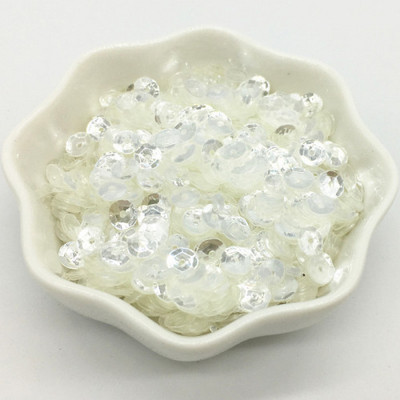 Sequin Cup Crystal Caurspīdīgs 3mm 4mm 5mm 6mm Apaļi kristāli Balts Paillette Šūšana DIY Apģērbu aksesuāri Dekorācijas 20g