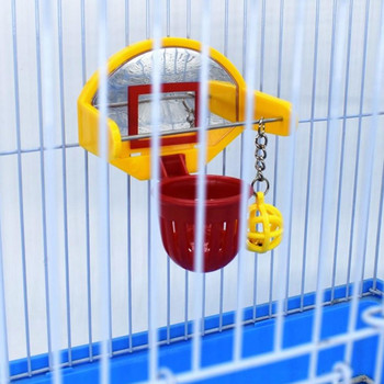 Практична играчка за папагал Безобидна играчка за дъвчене на птици Лесна инсталация Развиване на интелигентността Звънец за папагал Баскетболен обръч Играчка за дъвчене