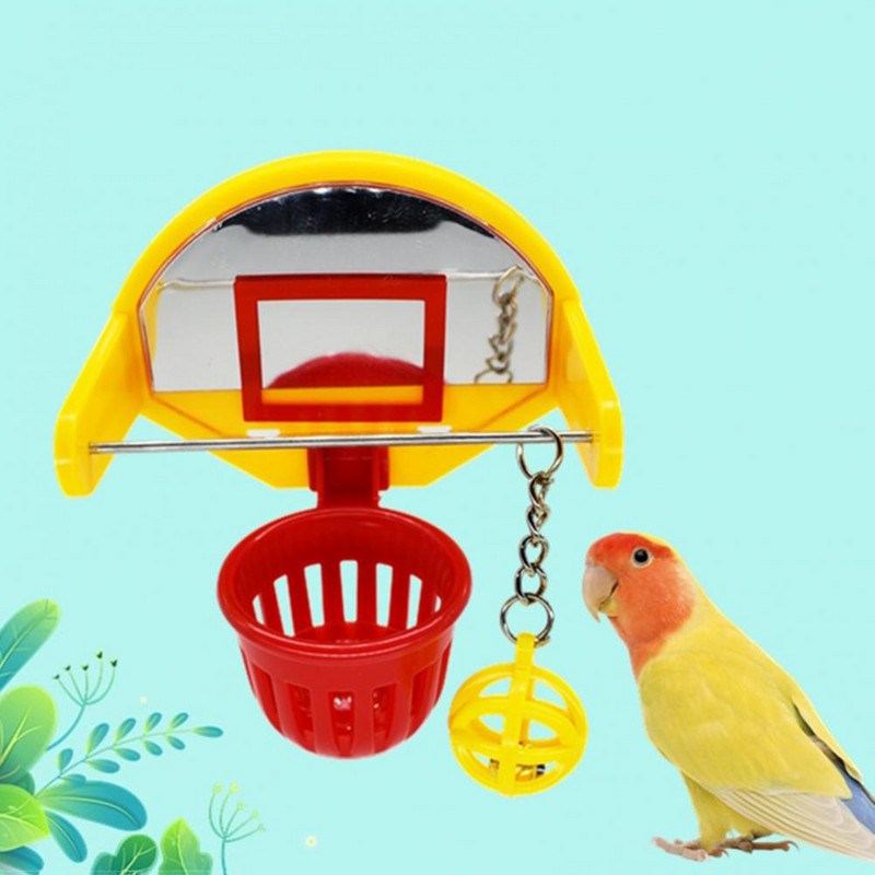 Πρακτικό παιχνίδι παπαγάλου Αβλαβές Παιχνίδι μασήματος πουλιών Εύκολη εγκατάσταση Αναπτύξτε την ευφυΐα Parakeet Bell Basketball Hoop Chew Toy