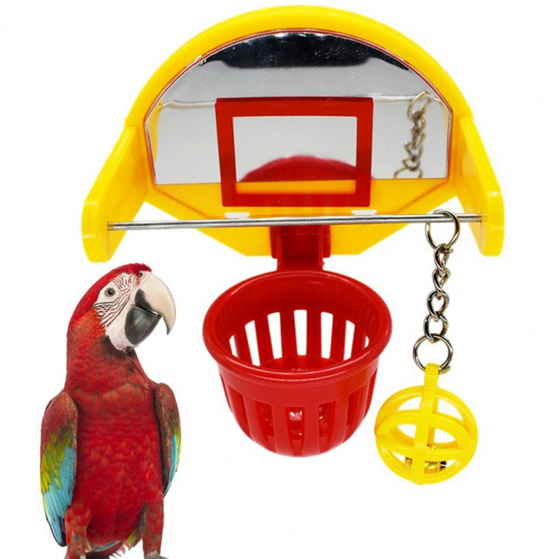 Πρακτικό παιχνίδι παπαγάλου Αβλαβές Παιχνίδι μασήματος πουλιών Εύκολη εγκατάσταση Αναπτύξτε την ευφυΐα Parakeet Bell Basketball Hoop Chew Toy