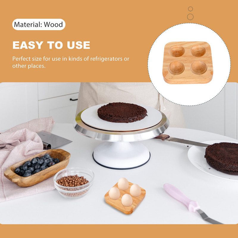 Olu turētājs Koka paplāte Koka uzglabāšana Ledusskapis Konteiners Countertop Deviled Rack Display Organizators Svaiga kauss zemniecisks vistas