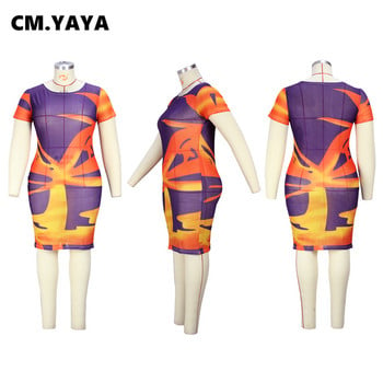 CM.YAYA Plus Size Women Mesh See Though Μίντι φορέματα με κοντό μανίκι O-λαιμόκοψη για 2022 Καλοκαιρινό σέξι φόρεμα παραλίας