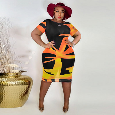 CM.YAYA lielizmēra sieviešu tīklveida kleita ar apdruku ar īsu piedurkņu Bodycon Midi kleitu 2022. gada vasaras seksīgajai pludmales ballīšu kleitai