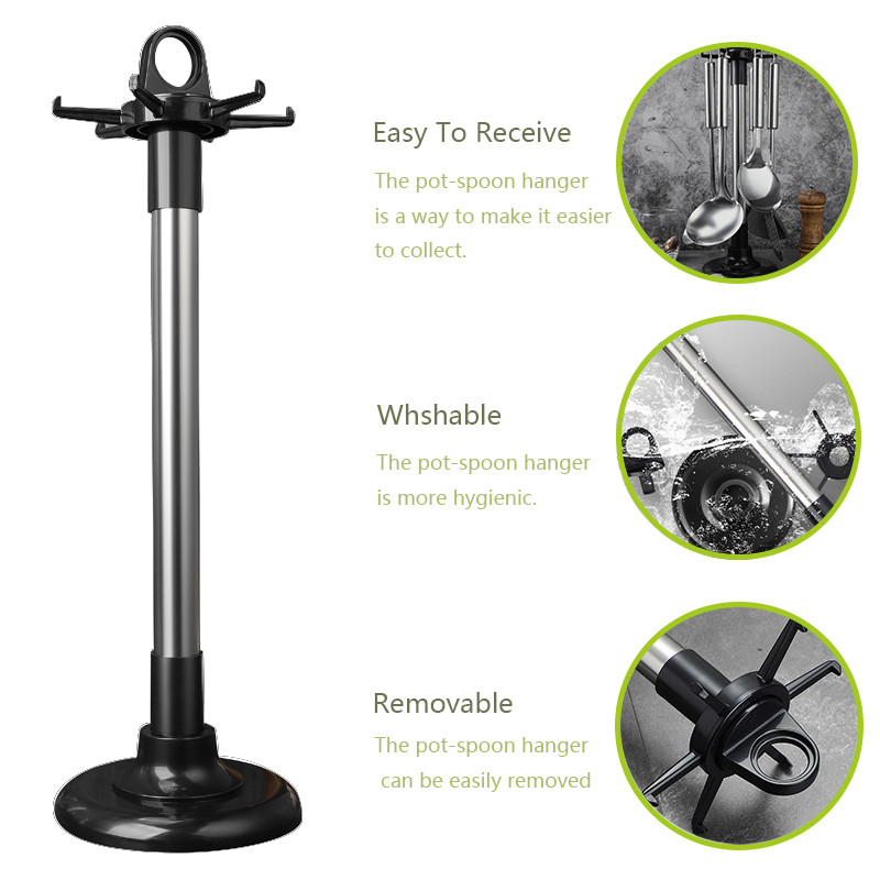 Virtuves rotācijas plaukts Rotējams virtuves piederumu organizators Āķi Lāpstiņa Karote Nazis Uzglabāšanas skapis Virtuves piederumi