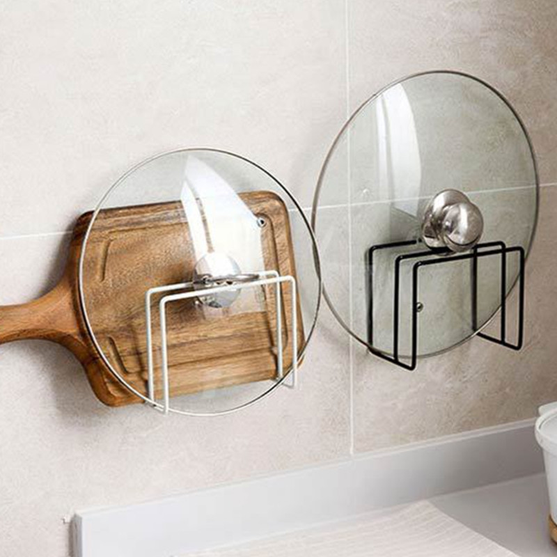 Bez perforatora sienas stiprinājuma katla vāka turētājs Izturīgs dzelzs griešanas dēļu plaukts virtuves organizators piekarināms dēļu plaukts mājsaimniecības