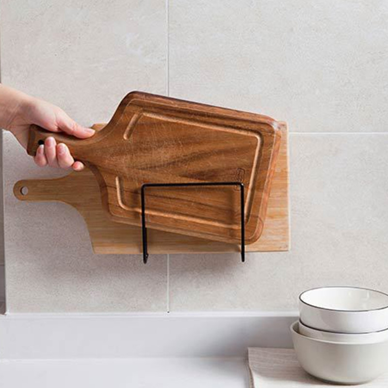 Bez perforatora sienas stiprinājuma katla vāka turētājs Izturīgs dzelzs griešanas dēļu plaukts virtuves organizators piekarināms dēļu plaukts mājsaimniecības