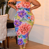 CM.YAYA sieviešu kleita ar lielizmēra apdruku bez piedurknēm bez lencītēm, elastīga ikru vidus kleita Biroja kleitas Sieviešu High Street vasaras apģērbs