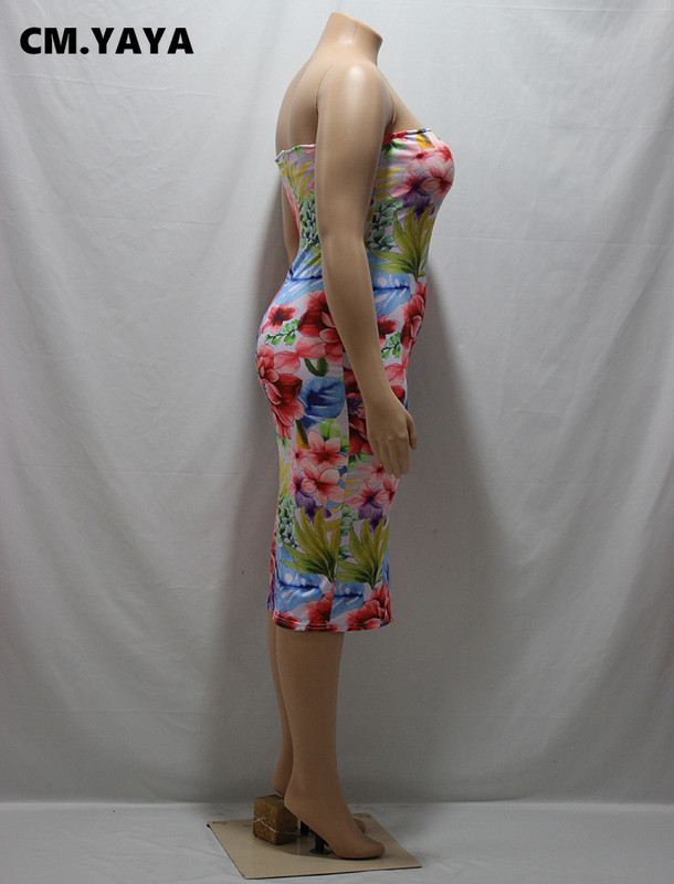 CM.YAYA sieviešu kleita ar lielizmēra apdruku bez piedurknēm bez lencītēm, elastīga ikru vidus kleita Biroja kleitas Sieviešu High Street vasaras apģērbs
