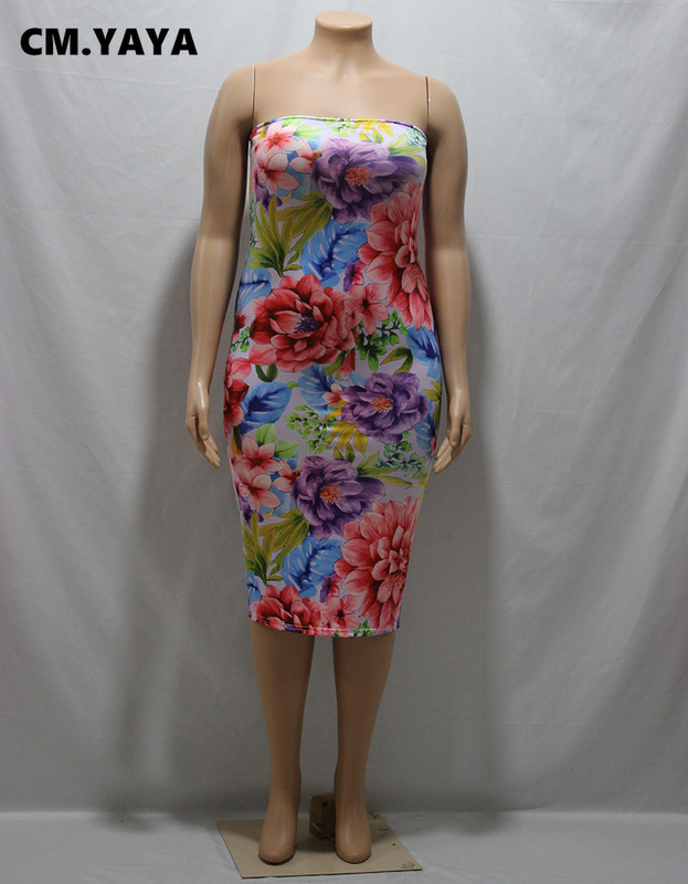 CM.YAYA sieviešu kleita ar lielizmēra apdruku bez piedurknēm bez lencītēm, elastīga ikru vidus kleita Biroja kleitas Sieviešu High Street vasaras apģērbs
