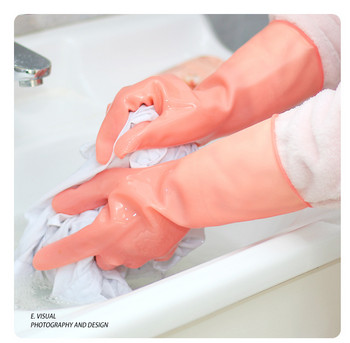 Κόκκινα Πράσινα Γάντια Πλύσιμο Κουζίνας Εργασίες του σπιτιού Πλυντήριο ρούχων Μη Παχύ λατέξ Βοδινό από καουτσούκ Γάντια Οικιακά Εργαλεία Καθαρισμού Αξεσουάρ