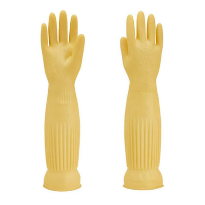 1 pāris 38/43 cm mājsaimniecības lateksa virtuves garie cimdi trauku mazgāšanai gatavošanai gatavošanai mājsaimniecības darbiem tīrīšanas rīki silikona gumijas cimdi