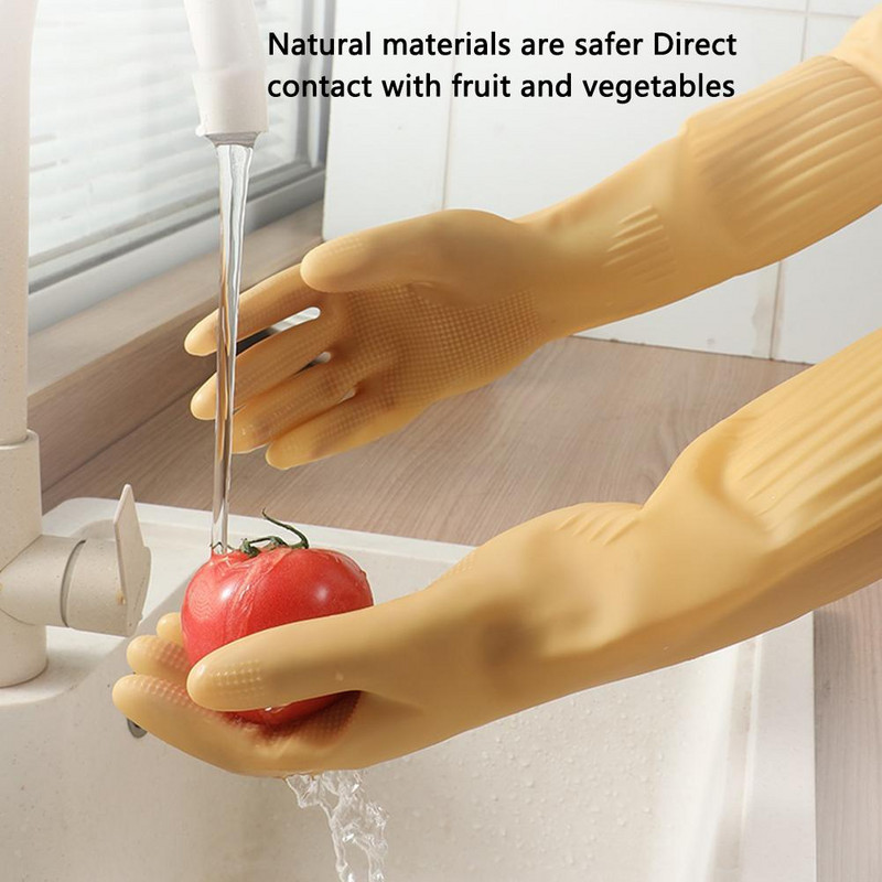 1 pora 38/43 cm buitinės latekso virtuvės ilgos pirštinės indams plauti Maisto gaminimas namų ruoša Valymo įrankiai silikoninė guminė pirštinė