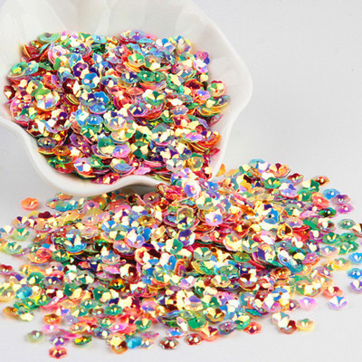 3D Flower Sequin, 6mm, vaļīgs PVC kauss, plūmju ziedu pailletes Lentejuelas DIY šūšanas amatniecības aksesuāri bižutērija 10g/partija