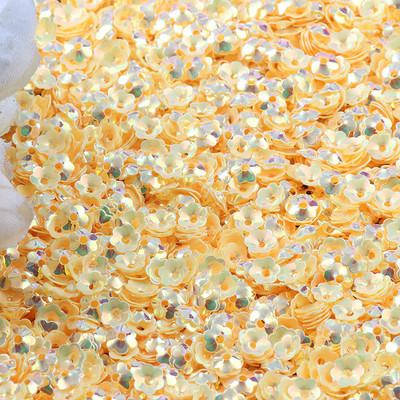 3D Flower Sequin, 6mm, vaļīgs PVC kauss, plūmju ziedu pailletes Lentejuelas DIY šūšanas amatniecības aksesuāri bižutērija 10g/partija