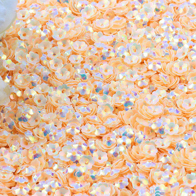 3D Flower Sequin, 6mm, vaļīgs PVC kauss, plūmju ziedu pailletes Lentejuelas DIY šūšanas amatniecības aksesuāri bižutērija 10g/partija