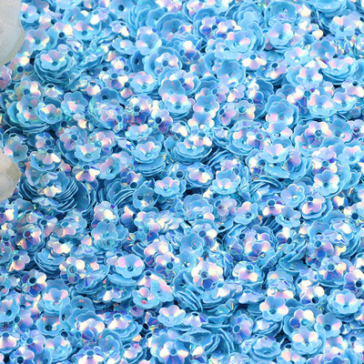 3D Flower Sequin, 6mm, vaļīgs PVC kauss, plūmju ziedu pailletes Lentejuelas DIY šūšanas amatniecības aksesuāri bižutērija 10g/partija