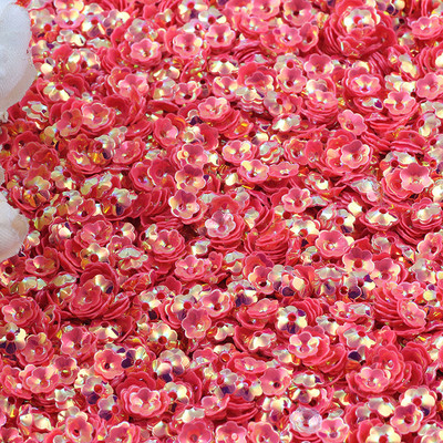 3D Flower Sequin, 6mm, vaļīgs PVC kauss, plūmju ziedu pailletes Lentejuelas DIY šūšanas amatniecības aksesuāri bižutērija 10g/partija