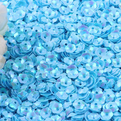 3D Flower Sequin, 6mm, vaļīgs PVC kauss, plūmju ziedu pailletes Lentejuelas DIY šūšanas amatniecības aksesuāri bižutērija 10g/partija