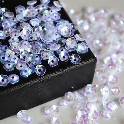 3D Flower Sequin, 6mm, vaļīgs PVC kauss, plūmju ziedu pailletes Lentejuelas DIY šūšanas amatniecības aksesuāri bižutērija 10g/partija