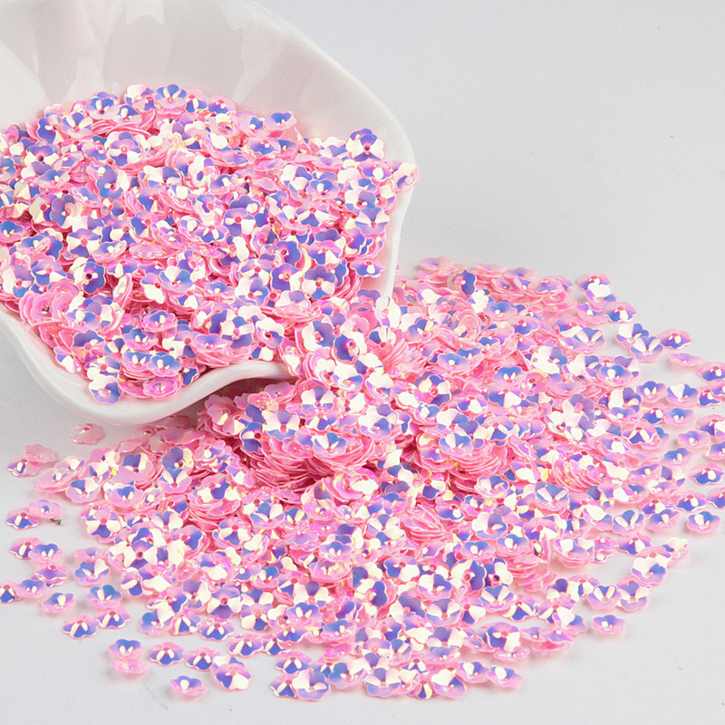 3D Flower Sequin, 6mm, vaļīgs PVC kauss, plūmju ziedu pailletes Lentejuelas DIY šūšanas amatniecības aksesuāri bižutērija 10g/partija