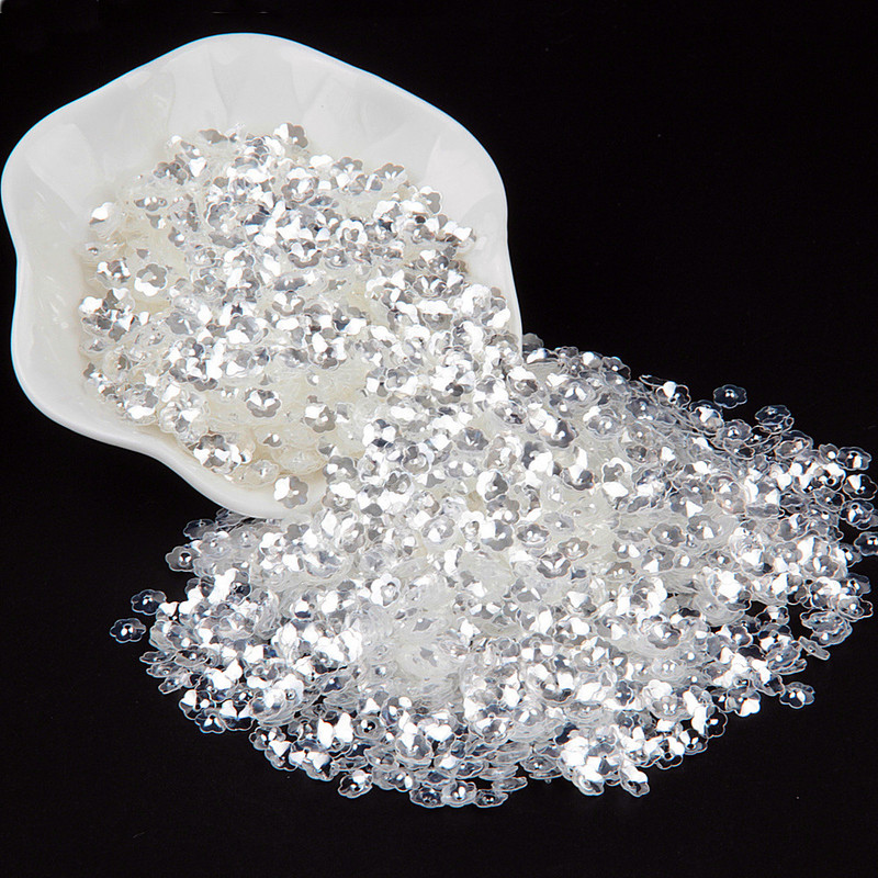 3D Flower Sequin, 6mm, vaļīgs PVC kauss, plūmju ziedu pailletes Lentejuelas DIY šūšanas amatniecības aksesuāri bižutērija 10g/partija