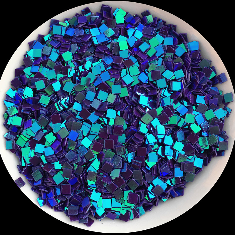 10g (4000gab.) Izmērs 2,5*2,5mm Plakana kvadrāta formas vaļīgi fliteri Pailletes nagu mākslas darbiem, nagu vizuļi, kāzu dekorācijas konfeti