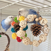 Mazu dzīvnieku ar rokām darinātas vīnogulāju bumbiņas mājdzīvnieku zobu slīpēšanai Rotaļlieta Piekārtas rotangpalmas bumbiņas