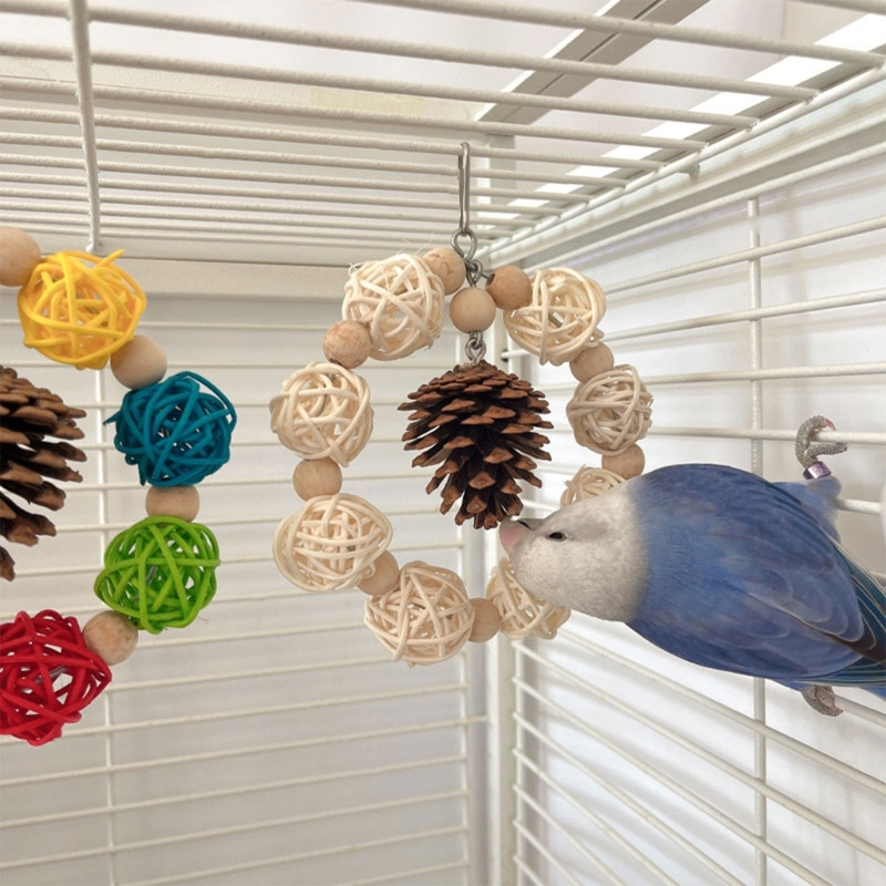 Mazu dzīvnieku ar rokām darinātas vīnogulāju bumbiņas mājdzīvnieku zobu slīpēšanai Rotaļlieta Piekārtas rotangpalmas bumbiņas