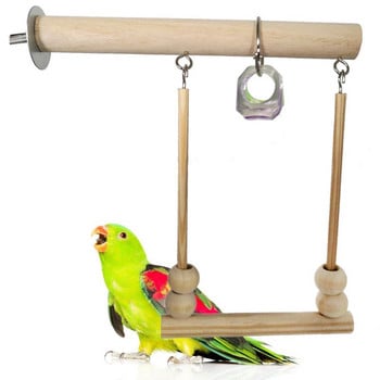 Bird Swing Παιχνίδι Parrot Ξύλινη Πέρκα Βάση Playstand με μασητικές χάντρες Κλουβί Βάση ύπνου Παιχνίδια παιχνιδιού