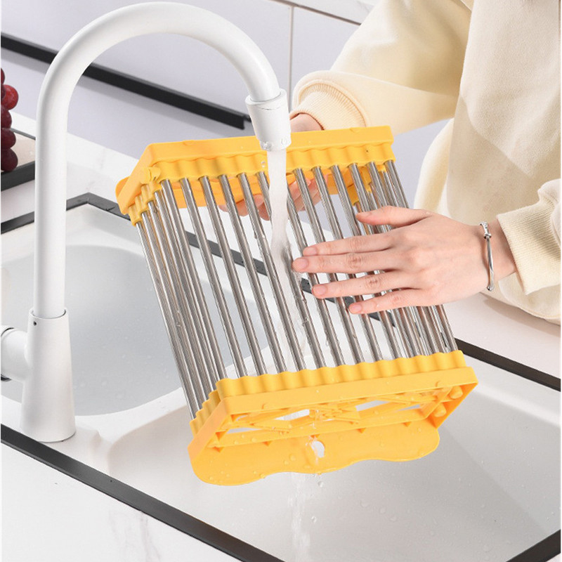 Ērts trauku drenāžas nerūsējošais tērauds virtuves augļu un dārzeņu mazgāšanas drenāžai regulējams droši virtuves instrumenti 1 gab.