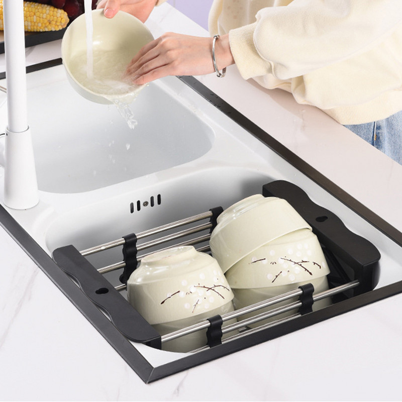 Ērts trauku drenāžas nerūsējošais tērauds virtuves augļu un dārzeņu mazgāšanas drenāžai regulējams droši virtuves instrumenti 1 gab.