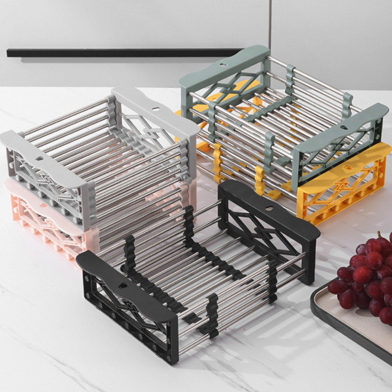 Ērts trauku drenāžas nerūsējošais tērauds virtuves augļu un dārzeņu mazgāšanas drenāžai regulējams droši virtuves instrumenti 1 gab.