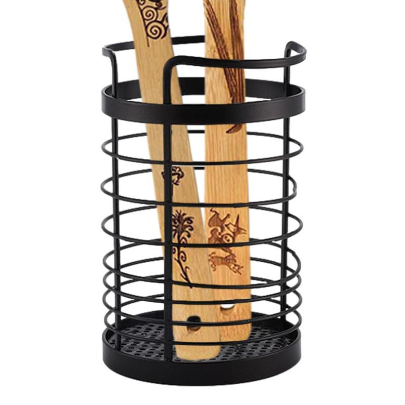 Metāla stiepļu trauku turētājs Galda piederumu drenāžas tvertne virtuves galda virsma galda piederumi apaļa uzglabāšanas caurule karote dakšu organizators plaukti