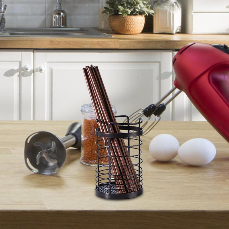 Metāla stiepļu trauku turētājs Galda piederumu drenāžas tvertne virtuves galda virsma galda piederumi apaļa uzglabāšanas caurule karote dakšu organizators plaukti