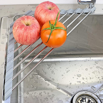 Триъгълна стойка за сушене на съдове за мивка Кухненска стойка за оттичане на руло Caddy Sponge Rag Държач за съхранение Поставка за отцеждане на съдове Кухненски инструменти