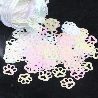 10 mm/soma Īpaši plāns kaķēnu pēdas nospiedums PET sequins Nagi DIY Glitter Paillette Laser Art Manikīra materiāls Lentejuelas aksesuāri