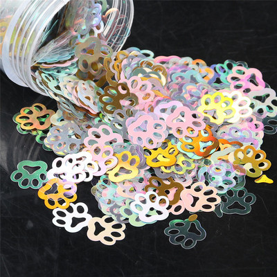 10 mm/soma Īpaši plāns kaķēnu pēdas nospiedums PET sequins Nagi DIY Glitter Paillette Laser Art Manikīra materiāls Lentejuelas aksesuāri