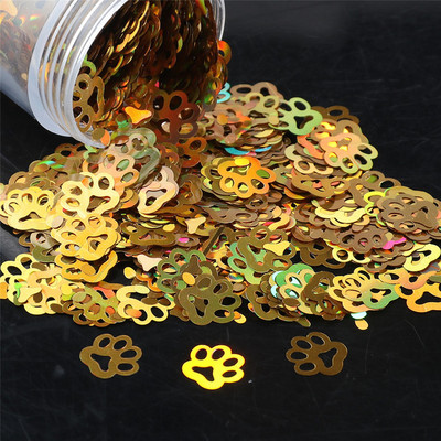 10 mm/soma Īpaši plāns kaķēnu pēdas nospiedums PET sequins Nagi DIY Glitter Paillette Laser Art Manikīra materiāls Lentejuelas aksesuāri