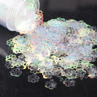 10 mm/soma Īpaši plāns kaķēnu pēdas nospiedums PET sequins Nagi DIY Glitter Paillette Laser Art Manikīra materiāls Lentejuelas aksesuāri