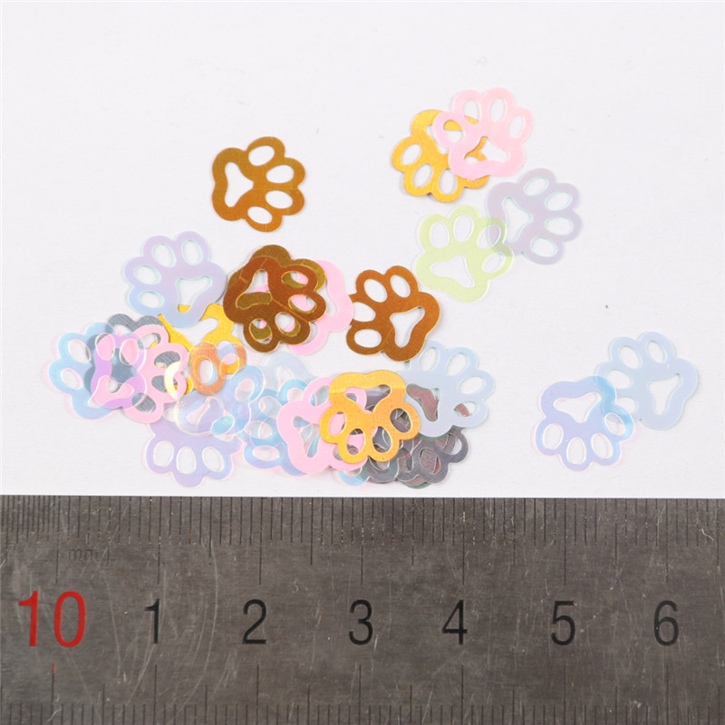 10 mm/soma Īpaši plāns kaķēnu pēdas nospiedums PET sequins Nagi DIY Glitter Paillette Laser Art Manikīra materiāls Lentejuelas aksesuāri