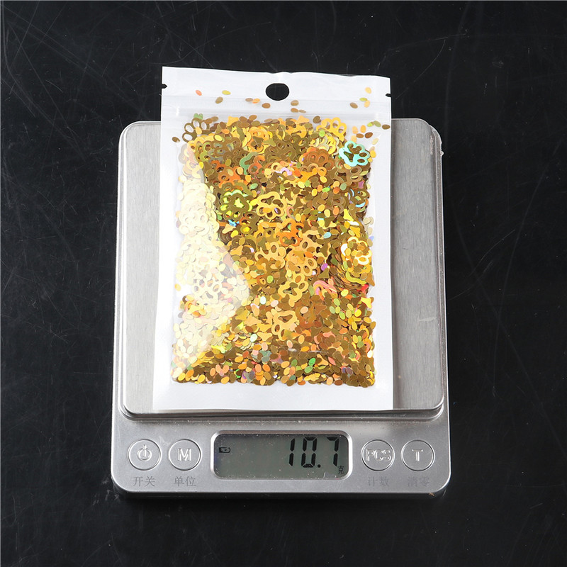 10 mm/soma Īpaši plāns kaķēnu pēdas nospiedums PET sequins Nagi DIY Glitter Paillette Laser Art Manikīra materiāls Lentejuelas aksesuāri