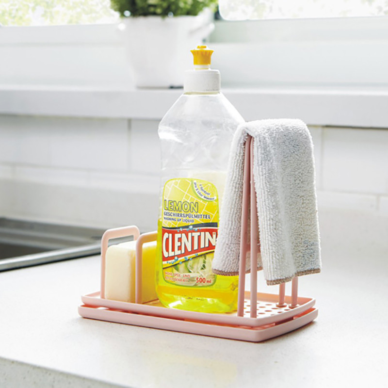 1 gab. DIY plastmasas sūkļa uzglabāšanas plaukts lupatu turētājs dvieļu plaukts vannas istaba virtuves organizators ziepju notekas kaste Vannas istabas piederumi