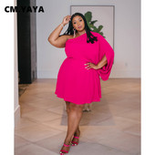 CM.YAYA sieviešu lielizmēra kleita, cieta, pussiksnas piedurkne ar vienu plecu šķībi apkakle, šaura, brīva A-līnijas kleita, seksīgs apģērbs vasarā