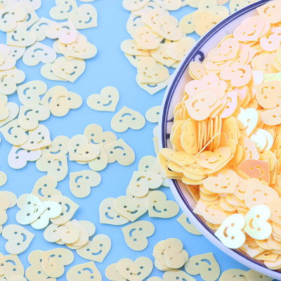 20 g Kawaii Smile Heart Flake Paillettes, vaļīgi vizuļi rokdarbiem nagu mākslas dekorēšanai DIY PVC Gillter konfeti kāzu aksesuāri 10 mm