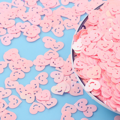 20 g Kawaii Smile Heart Flake Paillettes, vaļīgi vizuļi rokdarbiem nagu mākslas dekorēšanai DIY PVC Gillter konfeti kāzu aksesuāri 10 mm