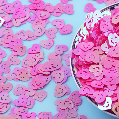 20 g Kawaii Smile Heart Flake Paillettes, vaļīgi vizuļi rokdarbiem nagu mākslas dekorēšanai DIY PVC Gillter konfeti kāzu aksesuāri 10 mm